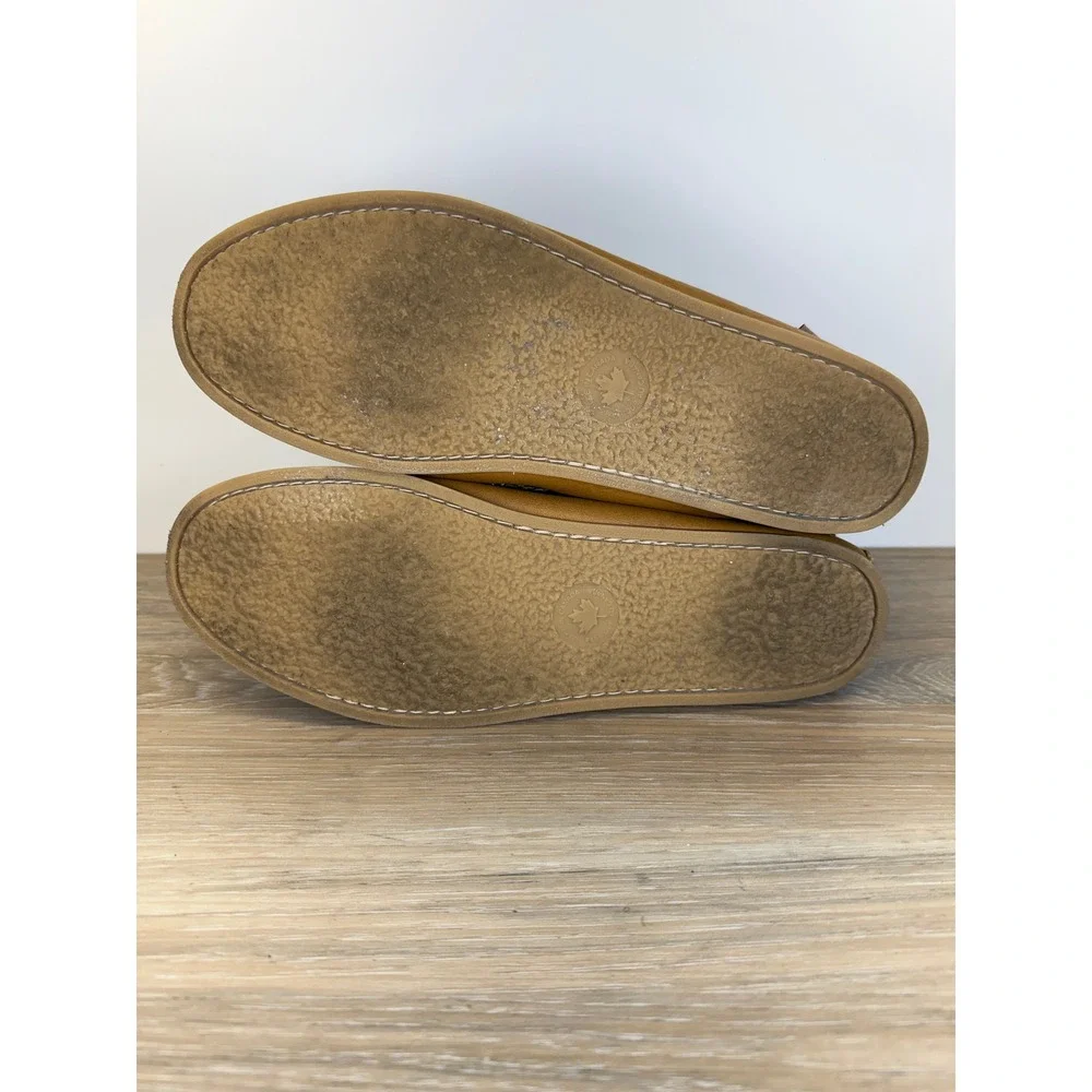 Laurentian Chief 12 Tan Genuine Moose Hide Leather Fringed Moccasin Ankle Boots